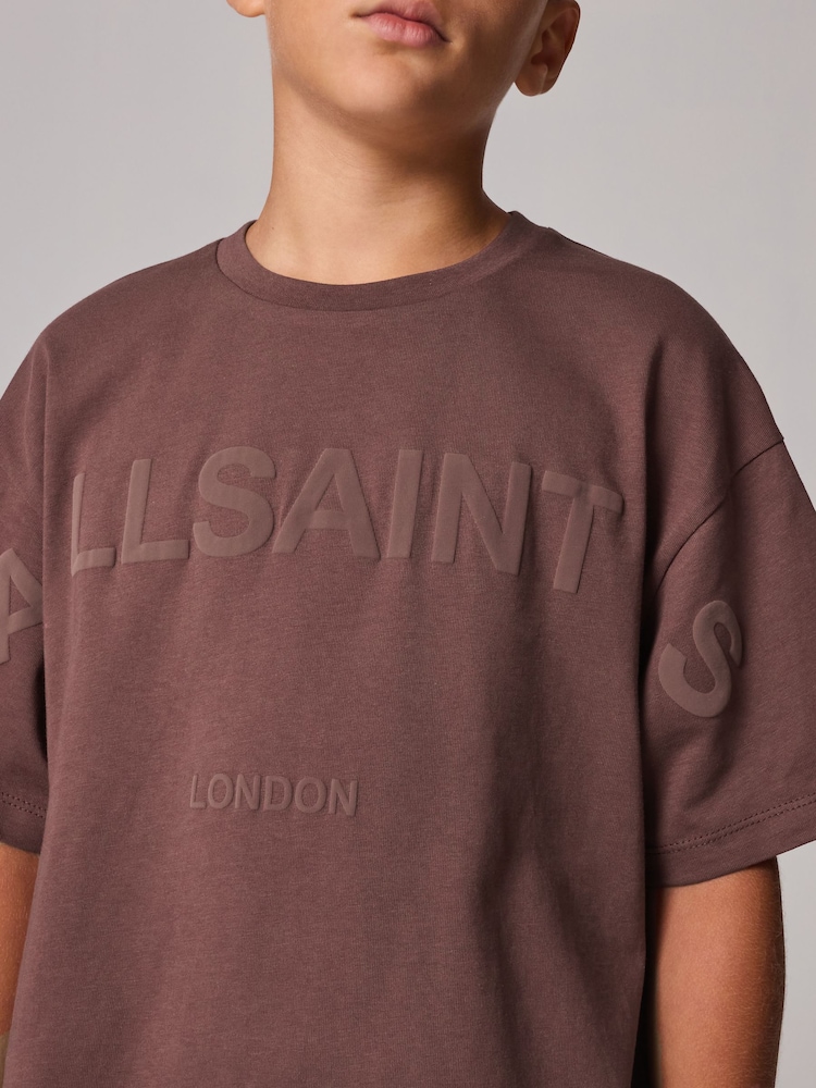 smALLSAINTS Chestnut Brown Oversized 100% Cotton Biggy Logo Crew T-Shirt - Image 2 of 5
