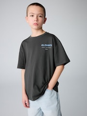 smALLSAINTS Black/Denim Oversized Underground Crew 100% Cotton T-Shirt - Image 1 of 8