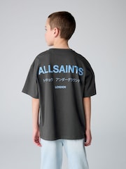 smALLSAINTS Black/Denim Oversized Underground Crew 100% Cotton T-Shirt - Image 2 of 8