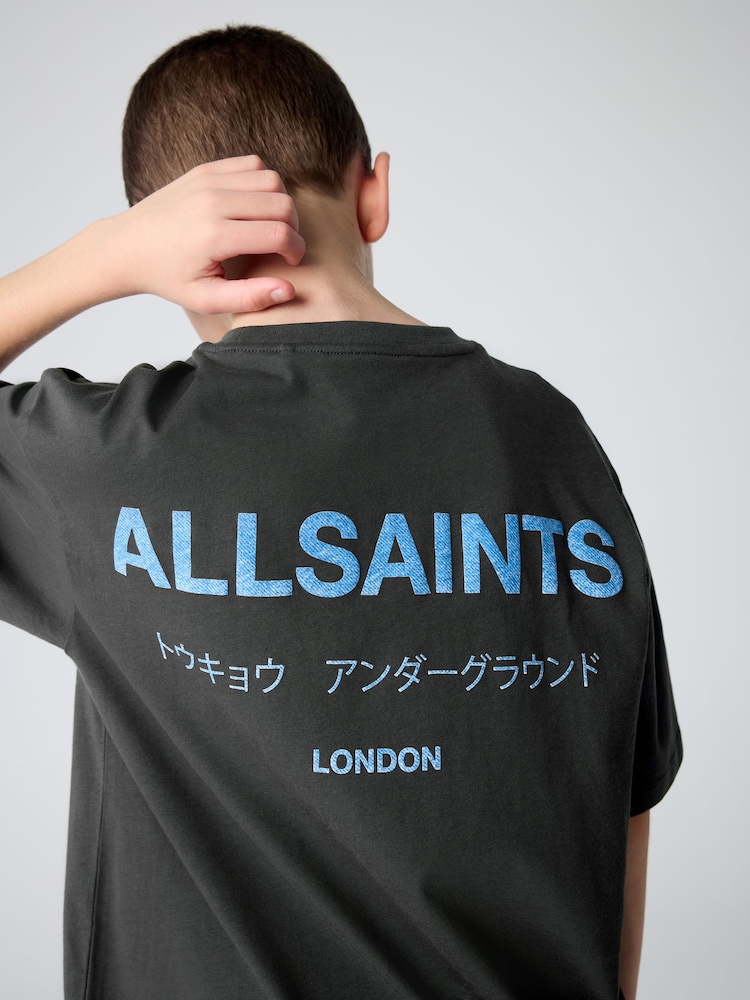 Schwarz/Denim - smALLSAINTS – Übergroßes Underground Rundhals-T-Shirt aus 100 % Baumwolle - Image 3 of 8