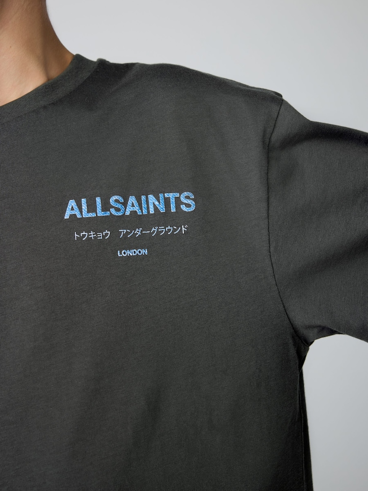 Schwarz/Denim - smALLSAINTS – Übergroßes Underground Rundhals-T-Shirt aus 100 % Baumwolle - Image 4 of 8