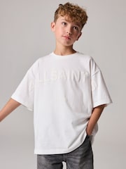 smALLSAINTS White Oversized 100% Cotton Biggy Logo Crew T-Shirt - Image 1 of 7