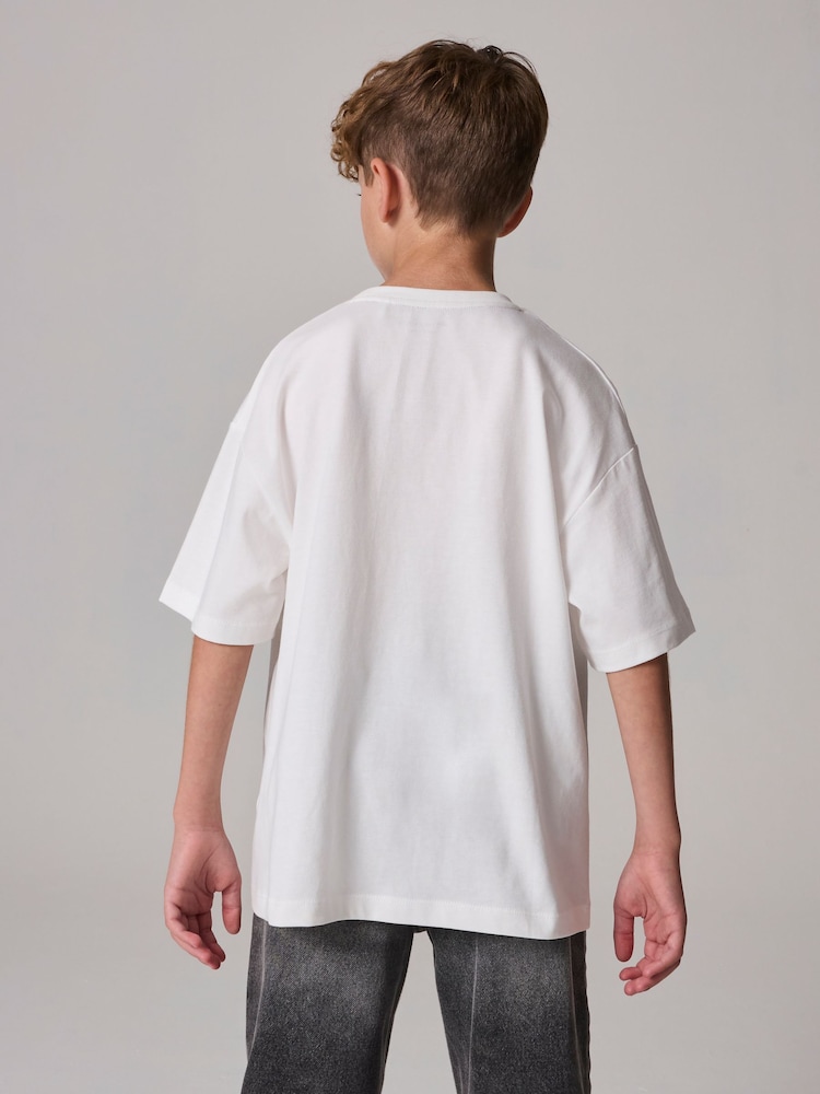 smALLSAINTS White Oversized 100% Cotton Biggy Logo Crew T-Shirt - Image 2 of 7