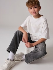 smALLSAINTS White Oversized 100% Cotton Biggy Logo Crew T-Shirt - Image 3 of 7