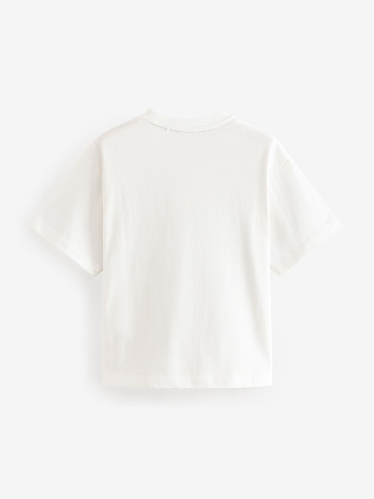 smALLSAINTS White Oversized 100% Cotton Biggy Logo Crew T-Shirt - Image 6 of 7