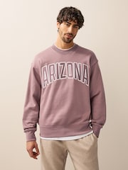 Berry Pink Cotton Rich Crew Graphic Sweatshirt - Image 1 of 7