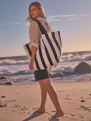 Black & White Stripe Beach Shopper Bag - Image 1 of 1