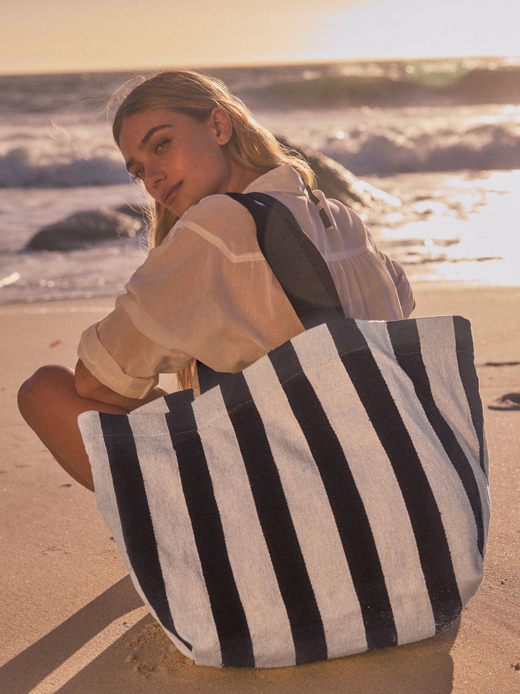 Buy Black & White Large Canvas Shoulder Bag from Next Romania