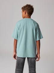 smALLSAINTS Mid Blue Oversized 100% Cotton Biggy Logo Crew T-Shirt - Image 2 of 8