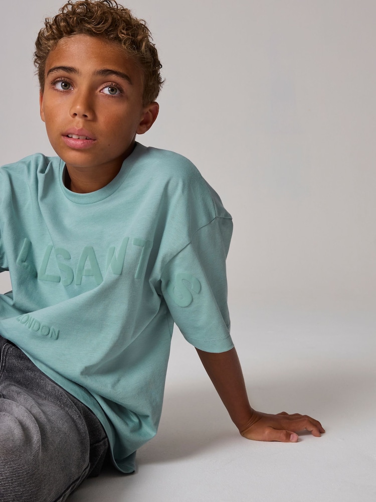 smALLSAINTS Mid Blue Oversized 100% Cotton Biggy Logo Crew T-Shirt - Image 3 of 8