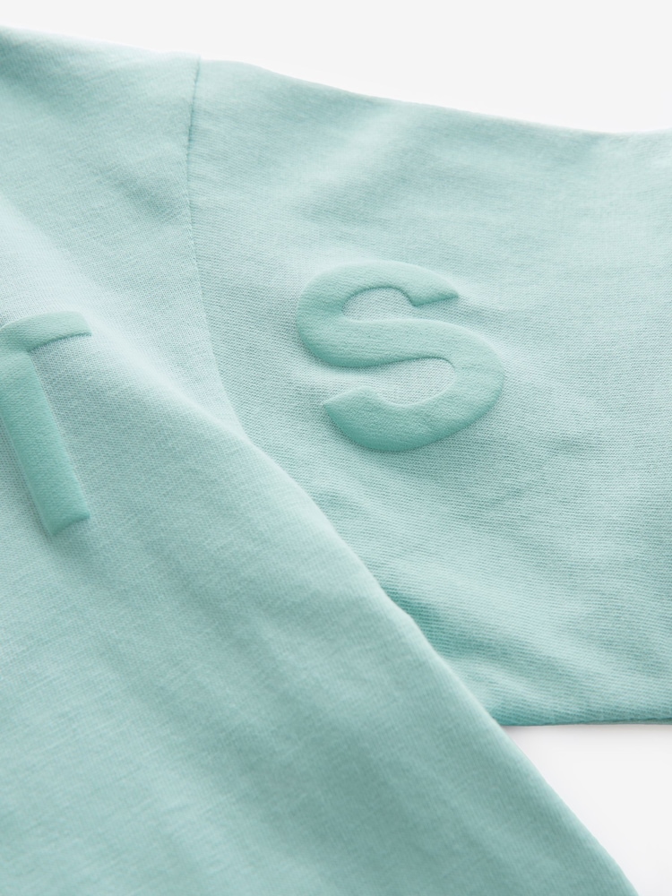 smALLSAINTS Mid Blue Oversized 100% Cotton Biggy Logo Crew T-Shirt - Image 7 of 8