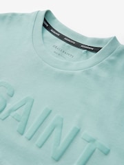 smALLSAINTS Mid Blue Oversized 100% Cotton Biggy Logo Crew T-Shirt - Image 8 of 8