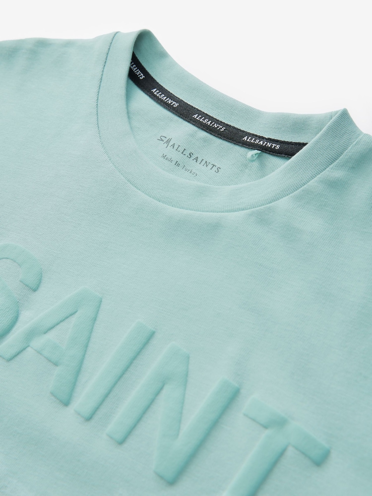 smALLSAINTS Mid Blue Oversized 100% Cotton Biggy Logo Crew T-Shirt - Image 8 of 8