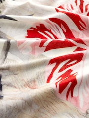 White/Multi Tropical Leaf Print Relaxed Fit Drawstring Hem Shirt - Image 6 of 6