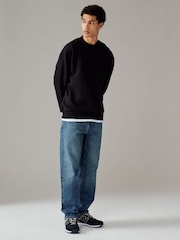 Black Crew Sweatshirt 100% Cotton Heavyweight Crew Sweatshirt - Image 3 of 7
