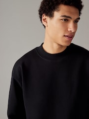 Black Crew Sweatshirt 100% Cotton Heavyweight Crew Sweatshirt - Image 4 of 7