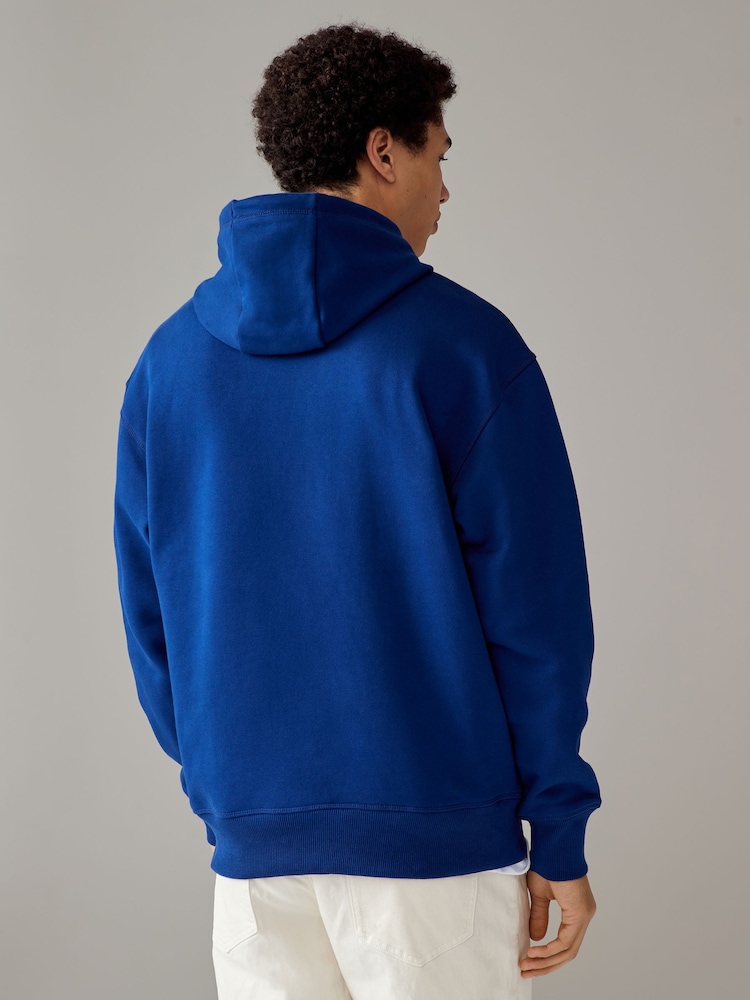 Cobalt Blue Heavyweight 100% Cotton Hoodie - Image 2 of 7
