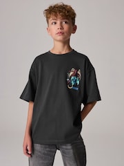 smALLSAINTS Black/Dragon Boys Oversized Graphic Crew 100% Cotton T-Shirt - Image 1 of 8
