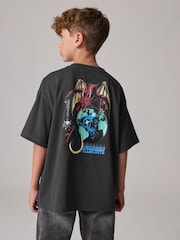 smALLSAINTS Black/Dragon Boys Oversized Graphic Crew 100% Cotton T-Shirt - Image 2 of 8