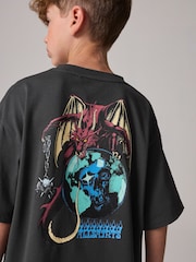 smALLSAINTS Black/Dragon Boys Oversized Graphic Crew 100% Cotton T-Shirt - Image 3 of 8