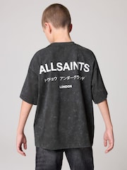 smALLSAINTS Washed Grey Oversized Underground Crew 100% Cotton T-Shirt - Image 2 of 7