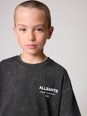 smALLSAINTS Washed Grey Oversized Underground Crew 100% Cotton T-Shirt - Image 3 of 7