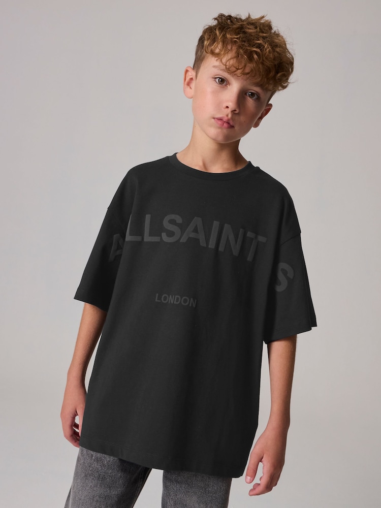 smALLSAINTS Black Oversized 100% Cotton Biggy Logo Crew T-Shirt - Image 1 of 7