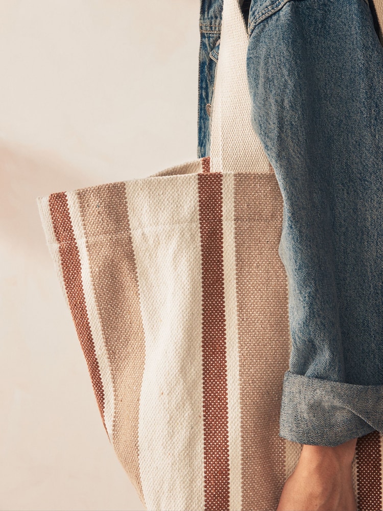 Natur - Streifen Strand-Shopper-Tasche - Bild 2 von 7