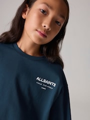 smALLSAINTS Navy Oversized 100% Cotton Underground Long Sleeve Crew T-Shirt - Image 3 of 7