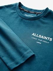 smALLSAINTS Teal Blue Oversized 100% Cotton Underground Long Sleeve Crew T-Shirt - Image 7 of 9