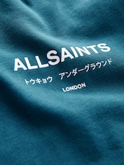 smALLSAINTS Teal Blue Oversized 100% Cotton Underground Long Sleeve Crew T-Shirt - Image 8 of 9