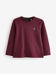 smALLSAINTS Black/Red Boys Brace Crew Long Sleeve 100% Cotton T-Shirts 3 Pack - Image 2 of 6