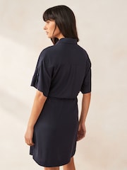 Blau & Marineblau - Mini-Kleid mit Kordelzug - Bild 2 von 5