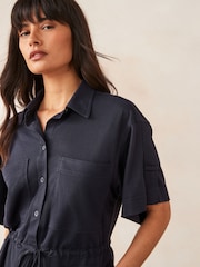Blau & Marineblau - Mini-Kleid mit Kordelzug - Bild 3 von 5