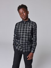 smALLSAINTS Black Boys 100% Cotton Eastburn Checked Corduroy Ramskull Shirt - Image 1 of 8