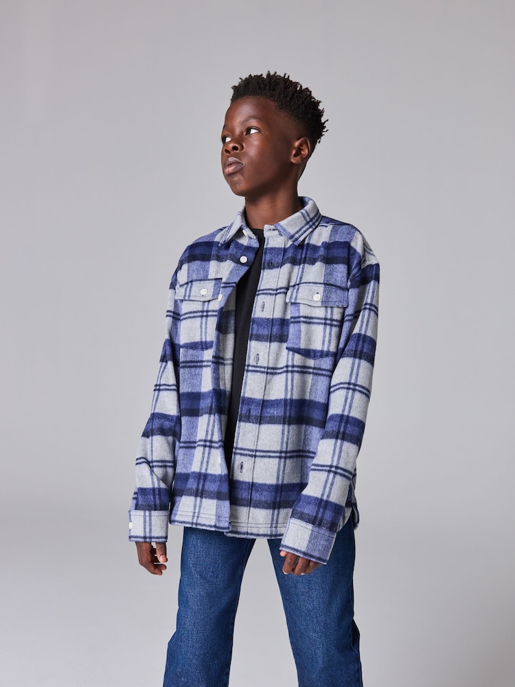 smALLSAINTS Blue/Black Boys Aquarius 100% Cotton Shacket And T-Shirt Set - Image 1 of 11