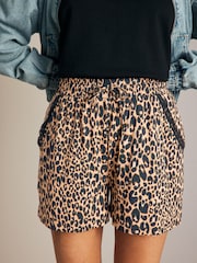 Leopard Print Elasticated Waist Jersey Shorts - Image 4 of 6