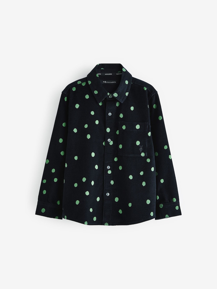 smALLSAINTS Black Boys 100% Cotton Ocular Polka Dot Corduroy Shirt - Image 1 of 6