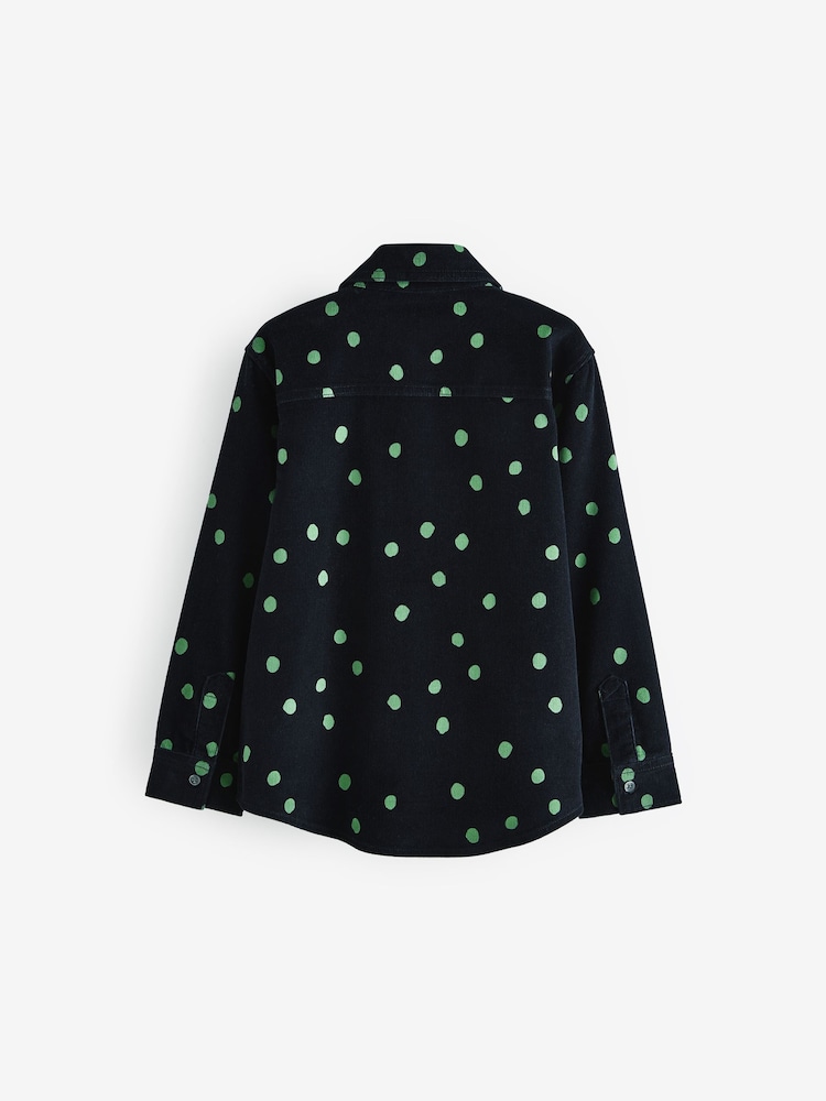 smALLSAINTS Black Boys 100% Cotton Ocular Polka Dot Corduroy Shirt - Image 2 of 6