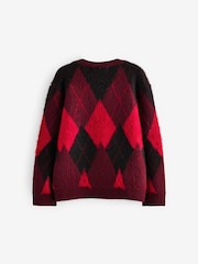 smALLSAINTS Red Boys Harley Brushed Argyle Knitted Jumper - Image 6 of 8