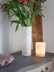 Laura Ashley White Pussywillow Antique White Stoneware Tall Vase - Image 1 of 4