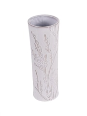 Laura Ashley White Pussywillow Antique White Stoneware Tall Vase - Image 2 of 4