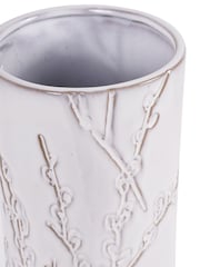 Laura Ashley White Pussywillow Antique White Stoneware Tall Vase - Image 4 of 4