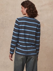 Charcoal Grey / Blue Boston Graphic Long Sleeve Heavyweight Crew Neck T-Shirt - Image 3 of 6