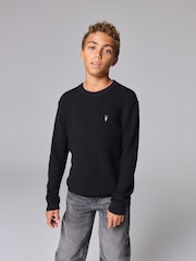 Schwarz - smALLSAINTS Boys Waffle Knitted Jumper - Image 1 of 7