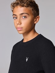 Schwarz - smALLSAINTS Boys Waffle Knitted Jumper - Image 3 of 7