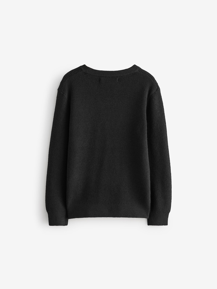 Schwarz - smALLSAINTS Boys Waffle Knitted Jumper - Image 5 of 7