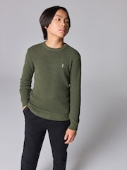 smALLSAINTS Khaki Green Boys Waffle Knitted Jumper - Image 1 of 7