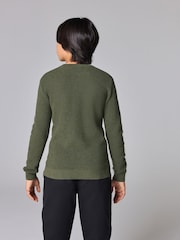 smALLSAINTS Khaki Green Boys Waffle Knitted Jumper - Image 2 of 7