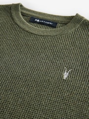 smALLSAINTS Khaki Green Boys Waffle Knitted Jumper - Image 6 of 7